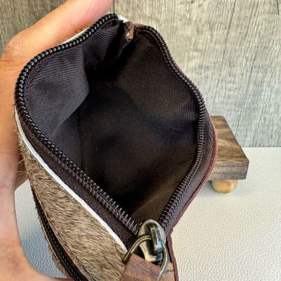 Double Zip Pouch Genuine Cow Hide & Leather Wallet NeW FAST SHIP - Picture 3 of 3
